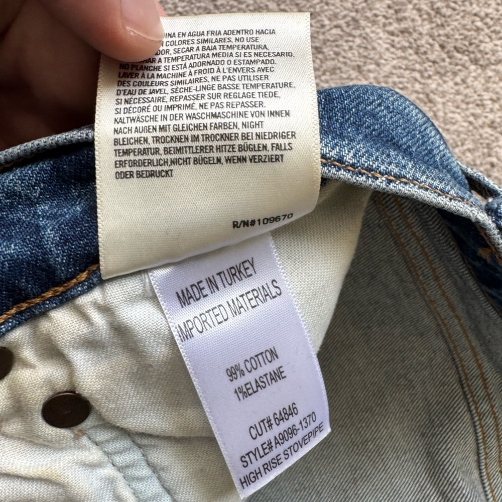 Women’s Agolde High Rise Denim Jeans Stovepipe Size 28x28 Straight Leg - Picture 11 of 12
